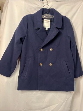 Cat & Jack Navy Double-Breasted Kids PeaCoat with Button Detail Size M